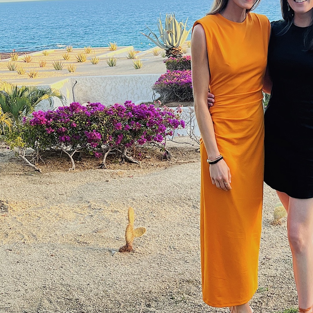 Zara orange ruched midi dress - Picture 3 of 3